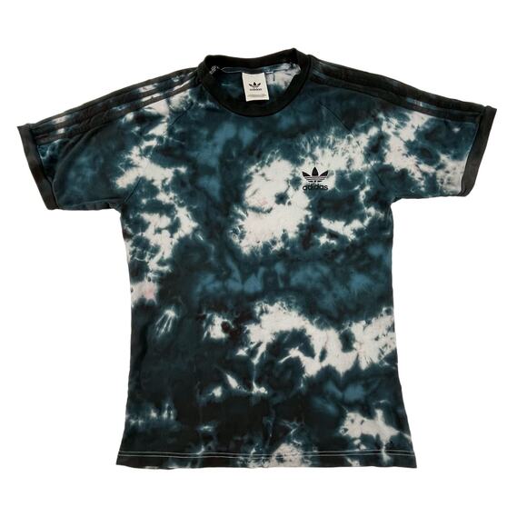 Tops & Tees | Unisex S Adidas Custom Black & Blue Tie Dye Three Stripe T Shirt - Picture 1 of 10